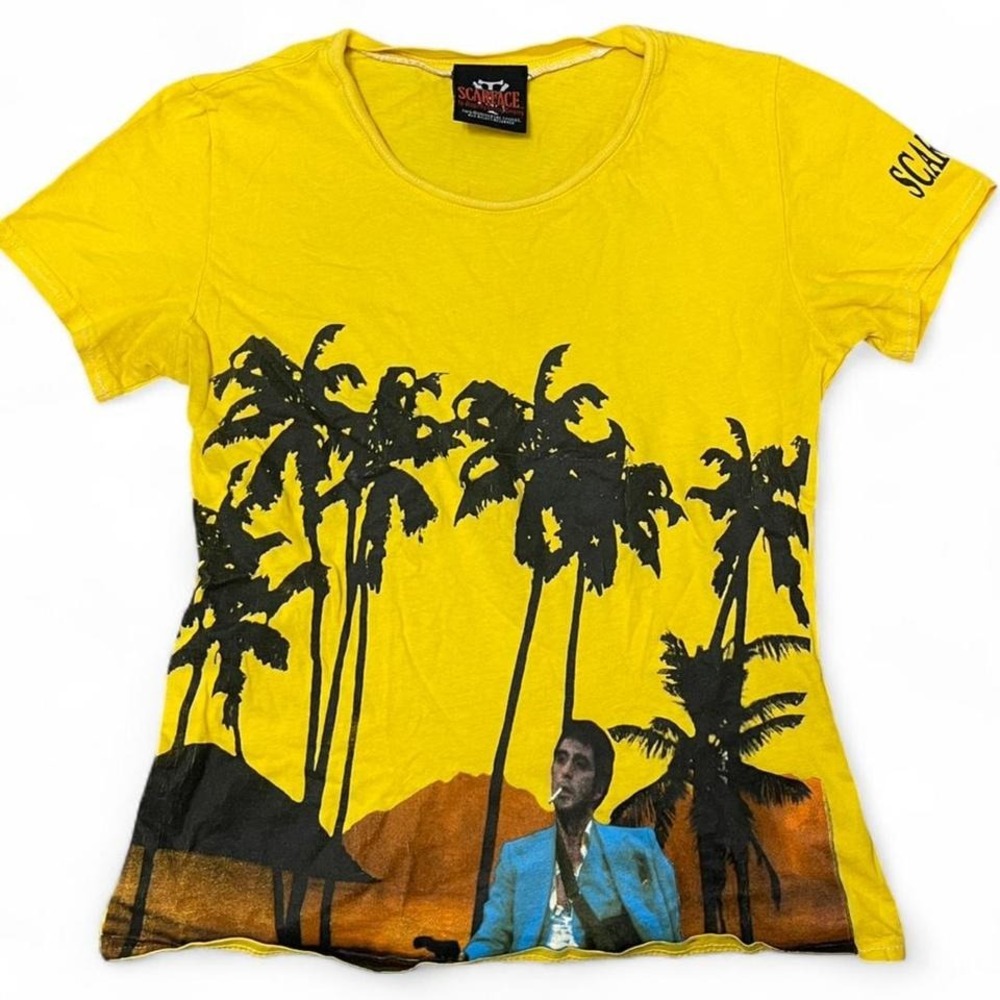 RARE vintage Scarface yellow baby tee with screen printed design